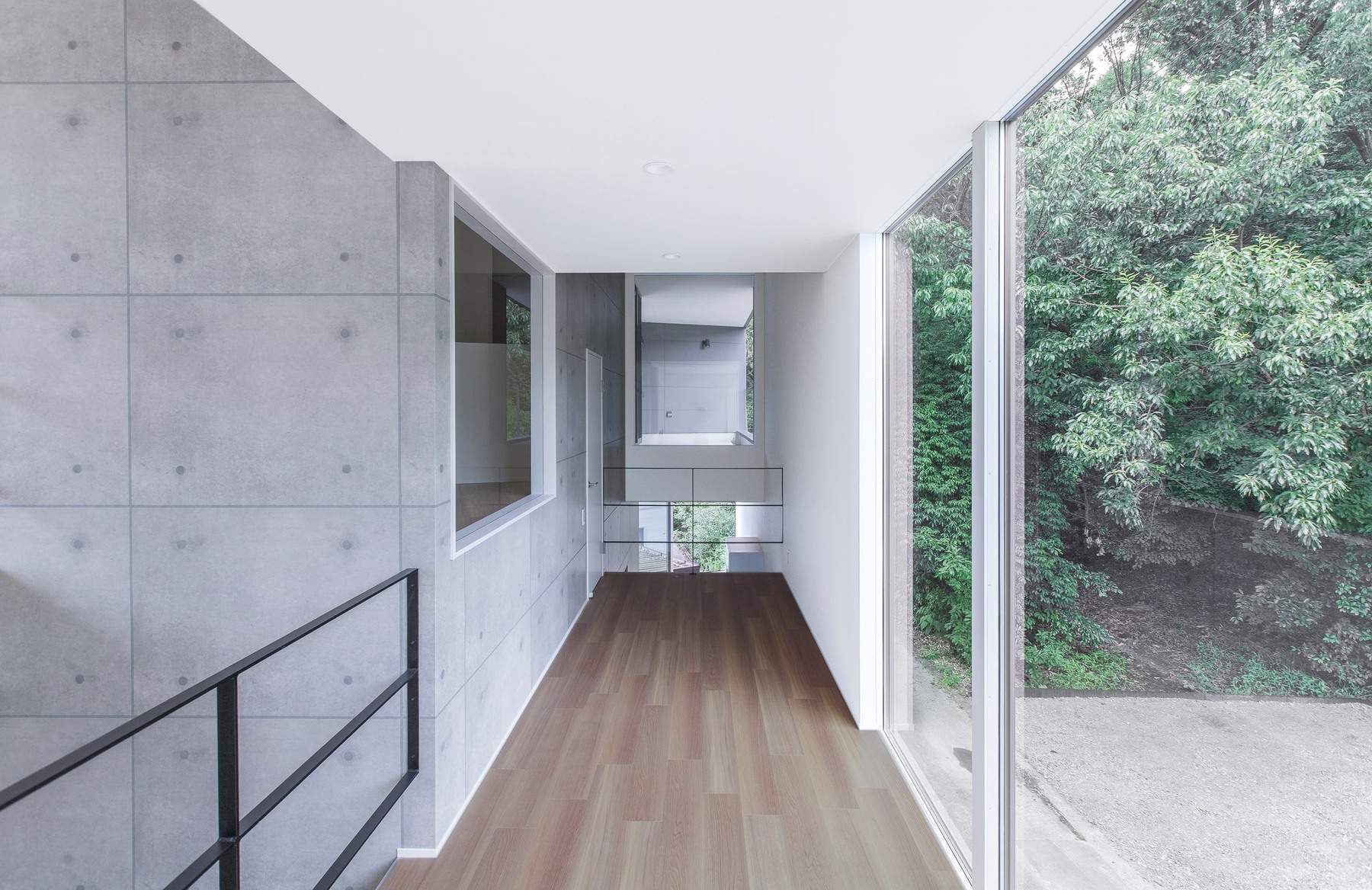 Completed interior: garden-facing gallery.